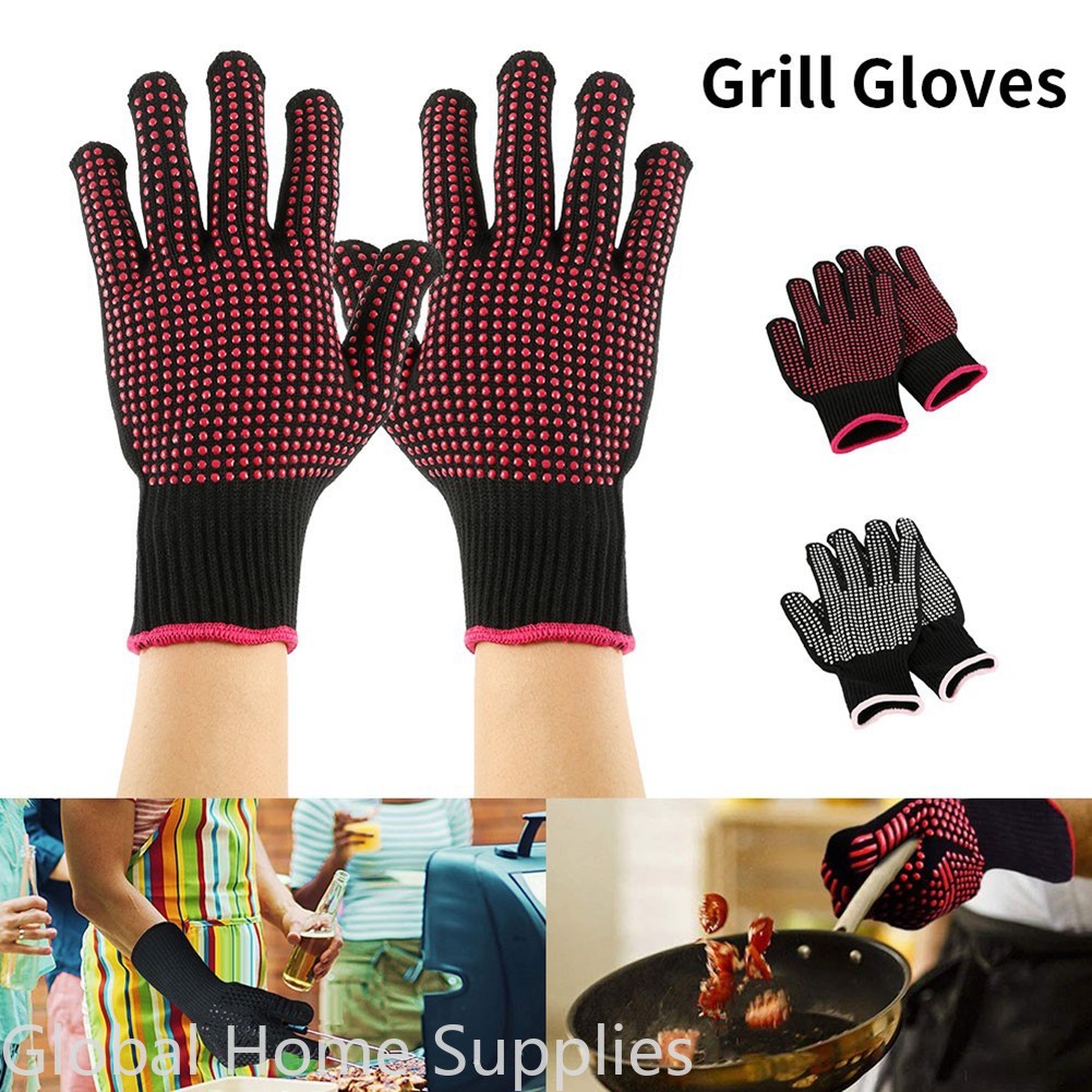 Barbecue Anti-scald Gloves Mic - Oven Mitt Silicone ulasan dan harga