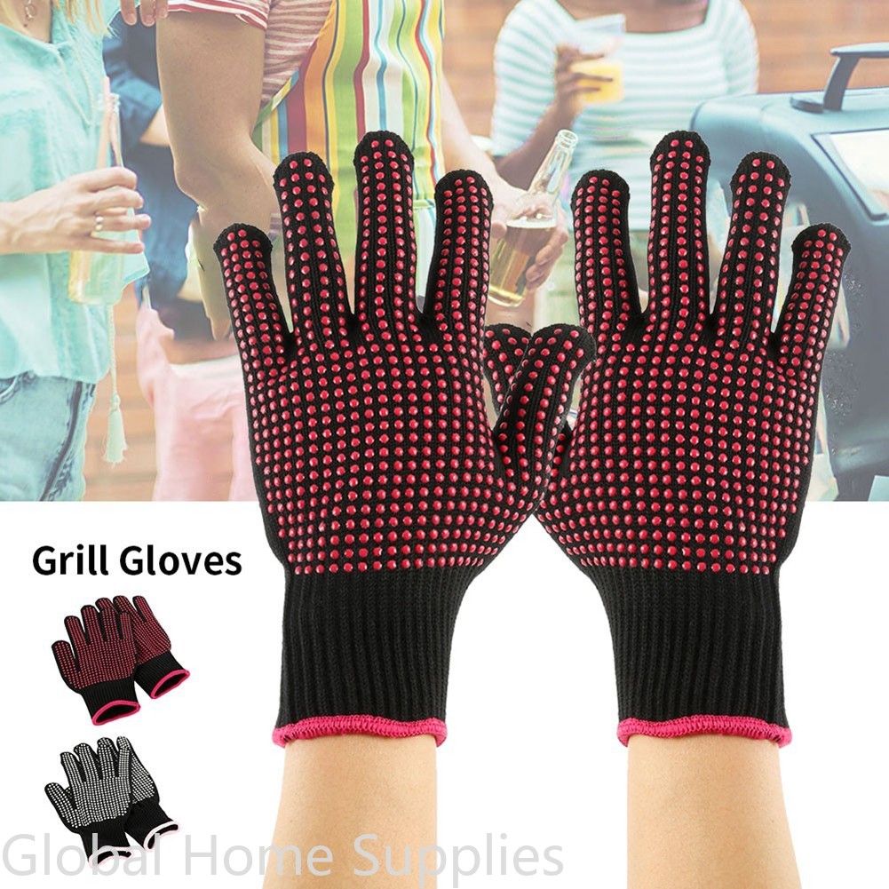 Barbecue Anti-scald Gloves Mic - Oven Mitt Silicone ulasan dan harga