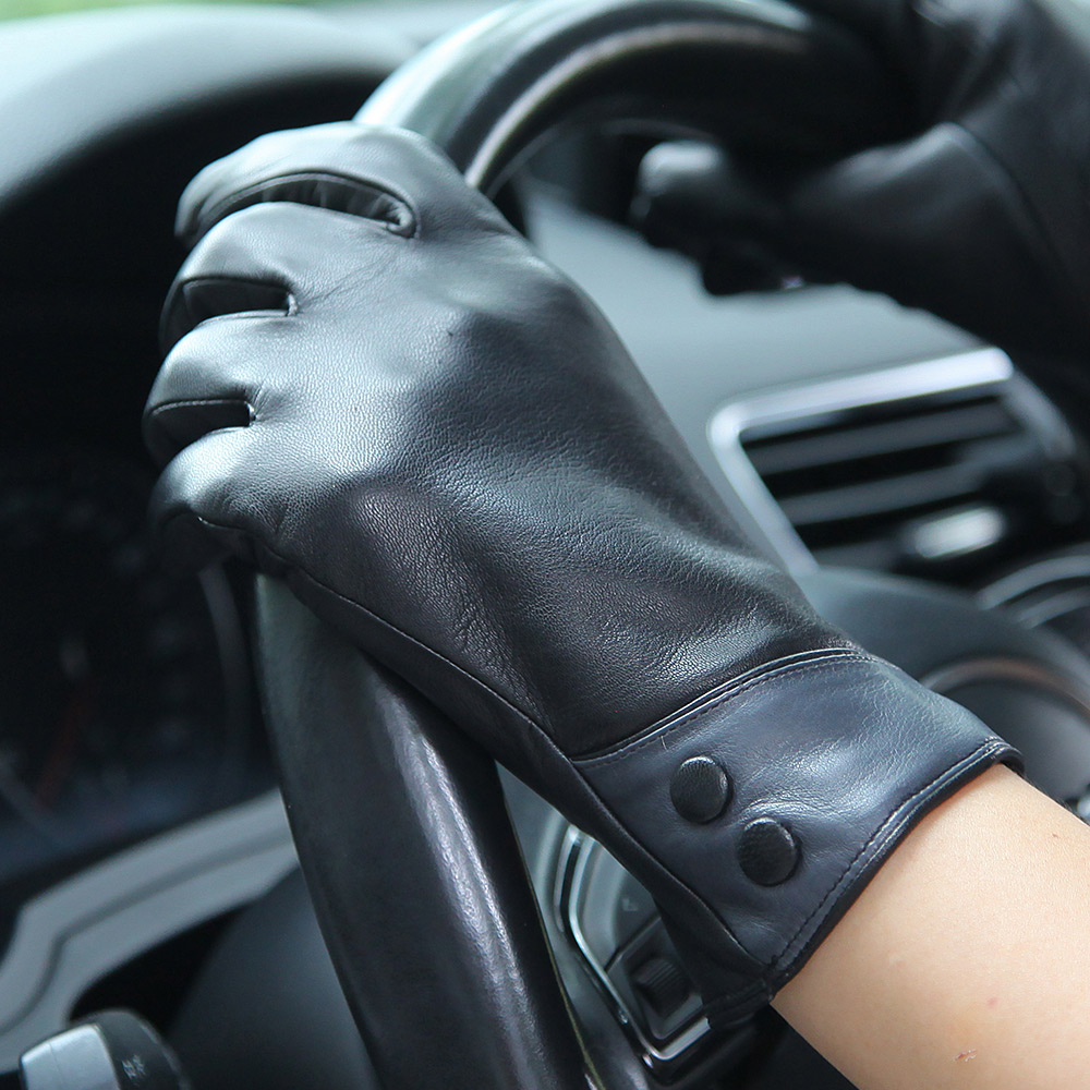 Fashion Black Real Leather Glo - Wool Glove Lined ulasan dan harga